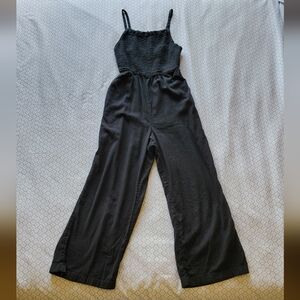 XS, black jumpsuit w/ pockets and adjustable spaghetti straps